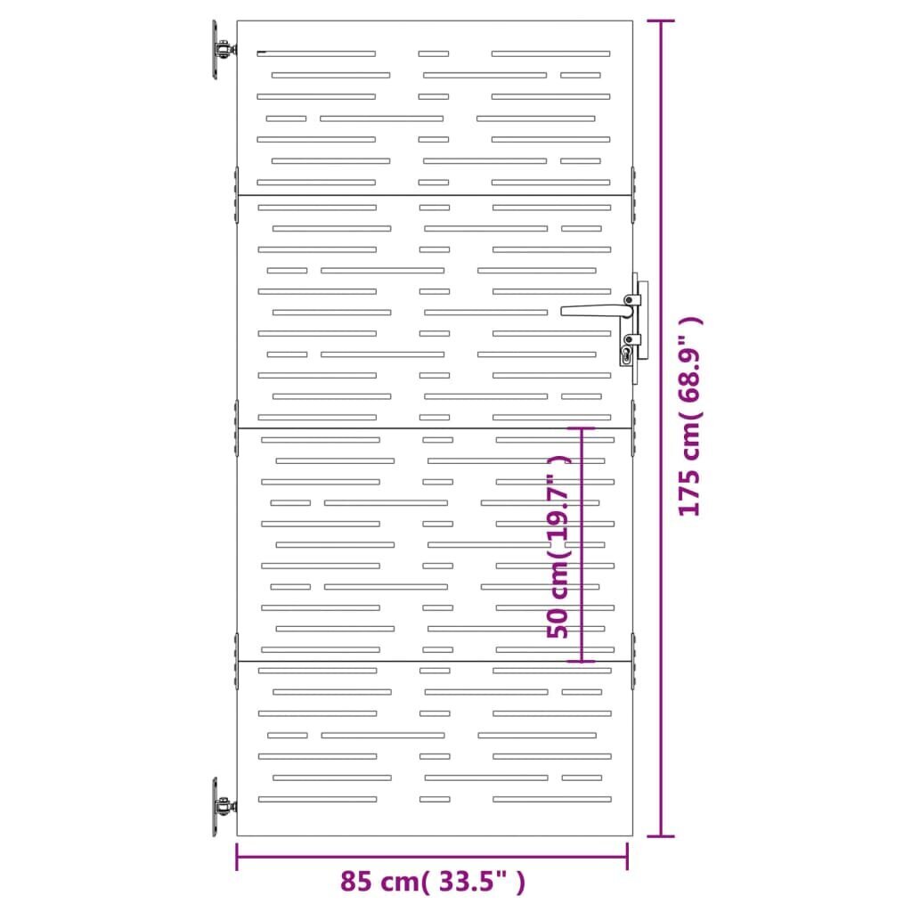 vidaXL Puutarhaportti 85x175 cm corten teräs raitakuvio hinta ja tiedot | Aidat ja tarvikkeet | hobbyhall.fi