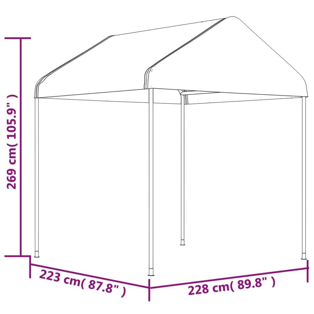 vidaXL Huvimaja katolla valkoinen 2,28x2,23x2,69 m polyeteeni hinta ja tiedot | Puutarhapaviljongit | hobbyhall.fi