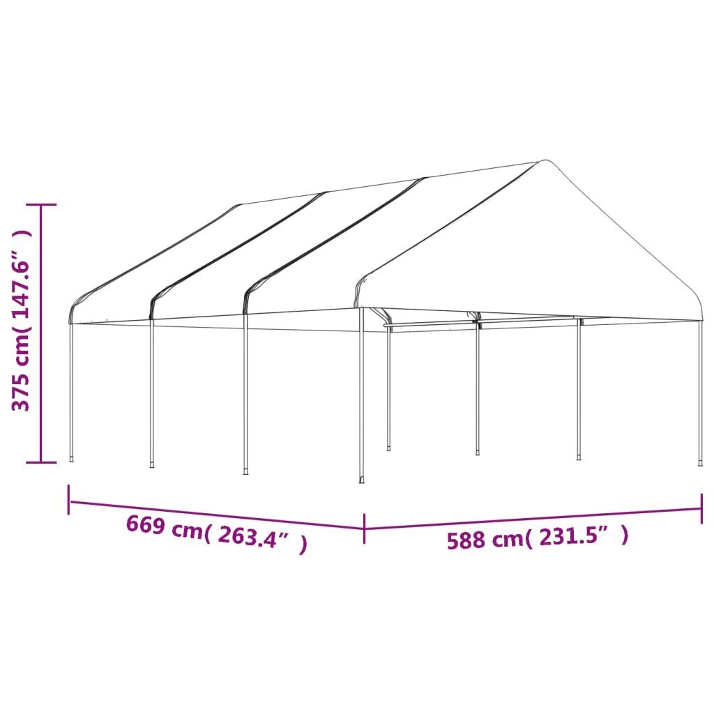 vidaXL Huvimaja katolla valkoinen 6,69x5,88x3,75 m polyeteeni hinta ja tiedot | Puutarhapaviljongit | hobbyhall.fi