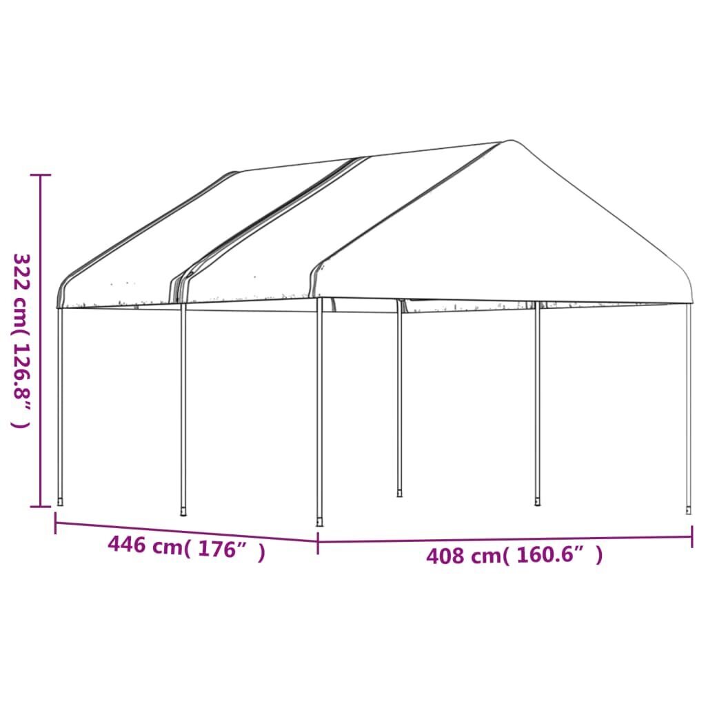 vidaXL Huvimaja katolla valkoinen 4,46x4,08x3,22 m polyeteeni hinta ja tiedot | Puutarhapaviljongit | hobbyhall.fi