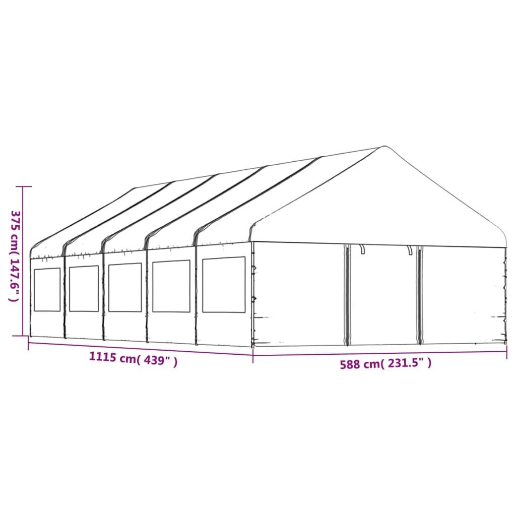 vidaXL Huvimaja katolla valkoinen 11,15x5,88x3,75 m polyeteeni hinta ja tiedot | Puutarhapaviljongit | hobbyhall.fi