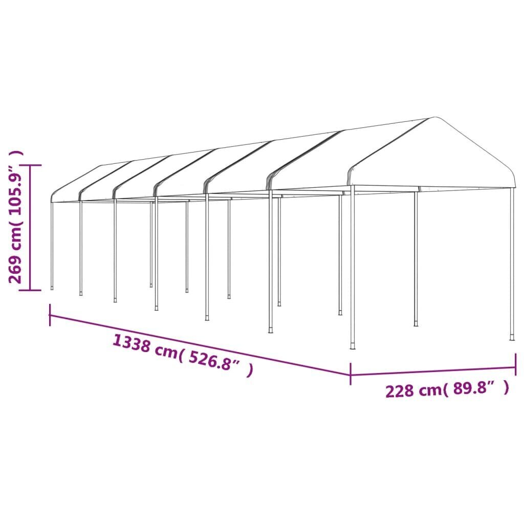 vidaXL Huvimaja katolla valkoinen 13,38x2,28x2,69 m polyeteeni hinta ja tiedot | Puutarhapaviljongit | hobbyhall.fi