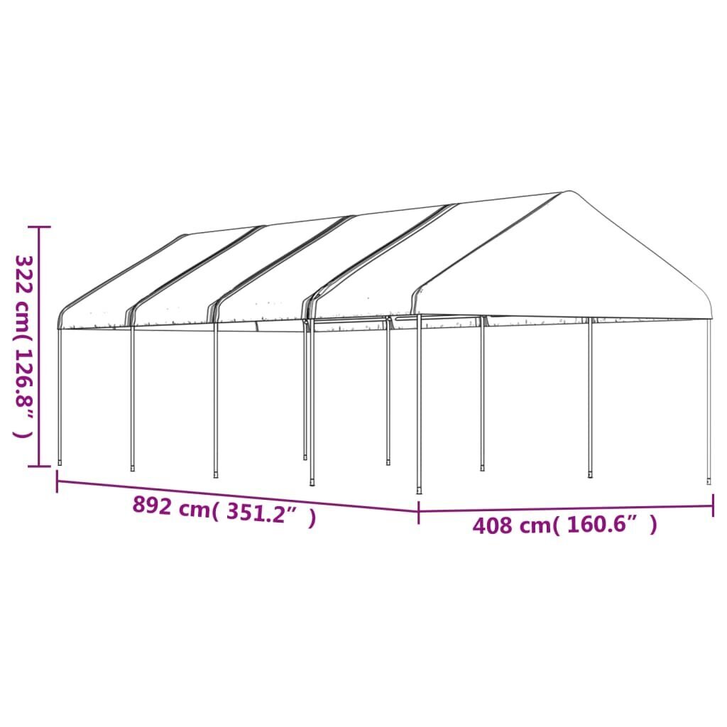 vidaXL Huvimaja katolla valkoinen 8,92x4,08x3,22 m polyeteeni hinta ja tiedot | Puutarhapaviljongit | hobbyhall.fi