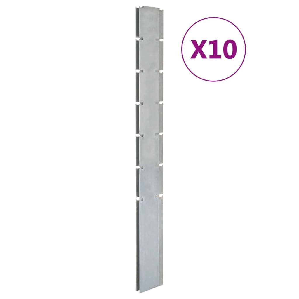 vidaXL Puutarha-aitatolpat 10 kpl hopea 180 cm galvanoitu teräs hinta ja tiedot | Aidat ja tarvikkeet | hobbyhall.fi