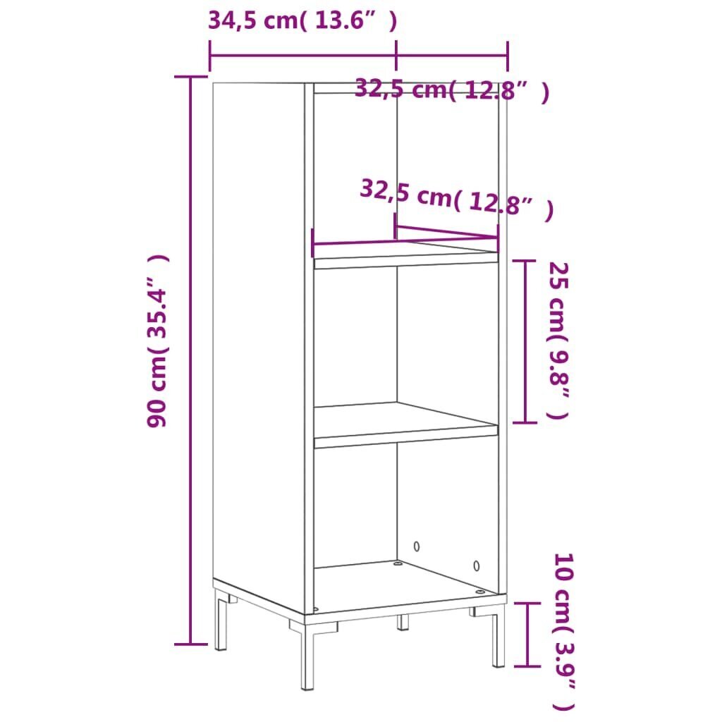 vidaXL Senkki Sonoma-tammi 34,5x32,5x90 cm tekninen puu hinta ja tiedot | Olohuoneen kaapit ja lipastot | hobbyhall.fi