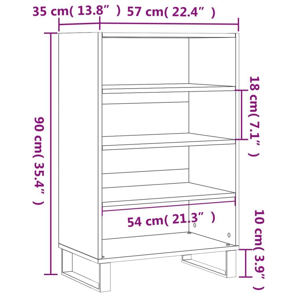 vidaXL Kaappi korkeakiilto valkoinen 57x35x90 cm tekninen puu hinta ja tiedot | Lipastot | hobbyhall.fi