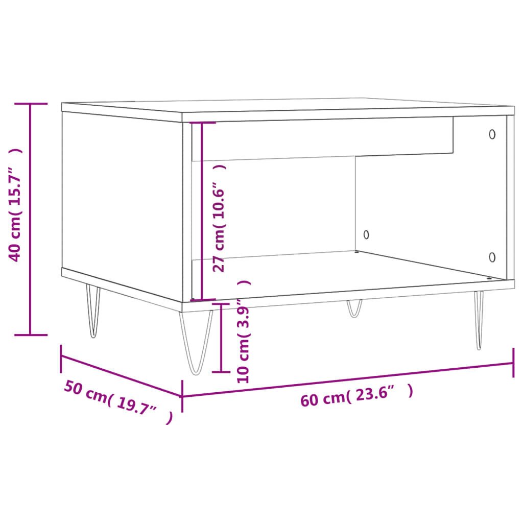 vidaXL Sohvapöytä savutammi 60x50x40 cm tekninen puu hinta ja tiedot | Sohvapöydät | hobbyhall.fi