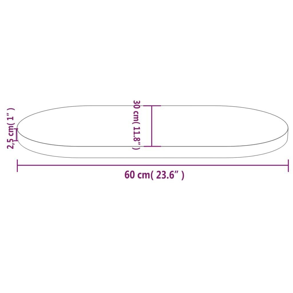 vidaXL Pöytälevy 60x30x2,5 cm täysi mänty ovaali hinta ja tiedot | Pöytälevyt | hobbyhall.fi