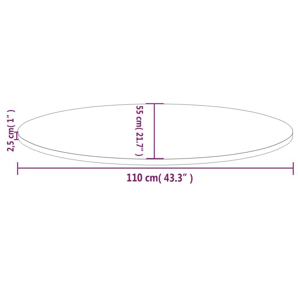 vidaXL Pöytälevy 110x55x2,5 cm täysi mänty ovaali hinta ja tiedot | Pöytälevyt | hobbyhall.fi