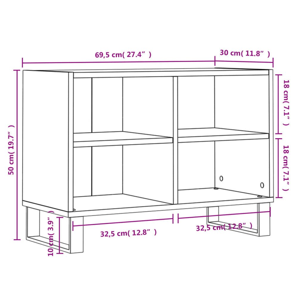 vidaXL TV-taso musta 69,5x30x50 cm tekninen puu hinta ja tiedot | TV-tasot | hobbyhall.fi