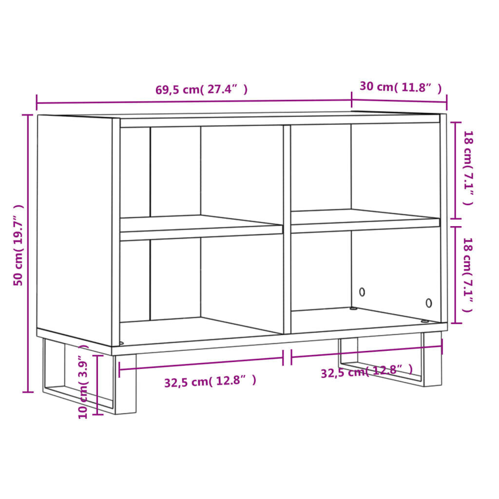 vidaXL TV-taso harmaa Sonoma 69,5x30x50 cm tekninen puu hinta ja tiedot | TV-tasot | hobbyhall.fi