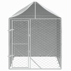 vidaXL Koiran ulkohäkki katolla hopea 2x2x2,5 m galvanoitu teräs hinta ja tiedot | Kuljetushäkit ja kuljetuslaatikot | hobbyhall.fi