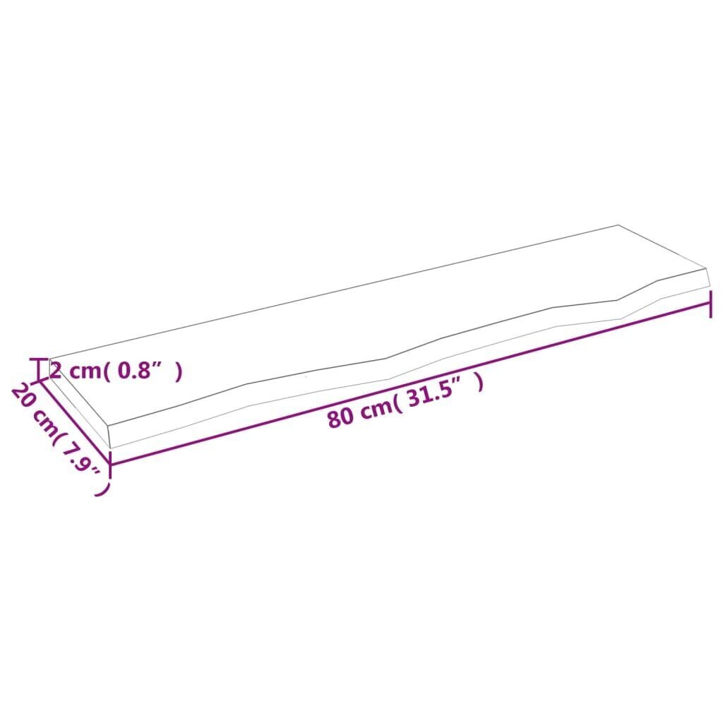 vidaXL Seinähylly vaaleanruskea 80x20x2 cm käsitelty täystammi hinta ja tiedot | Hyllyt | hobbyhall.fi