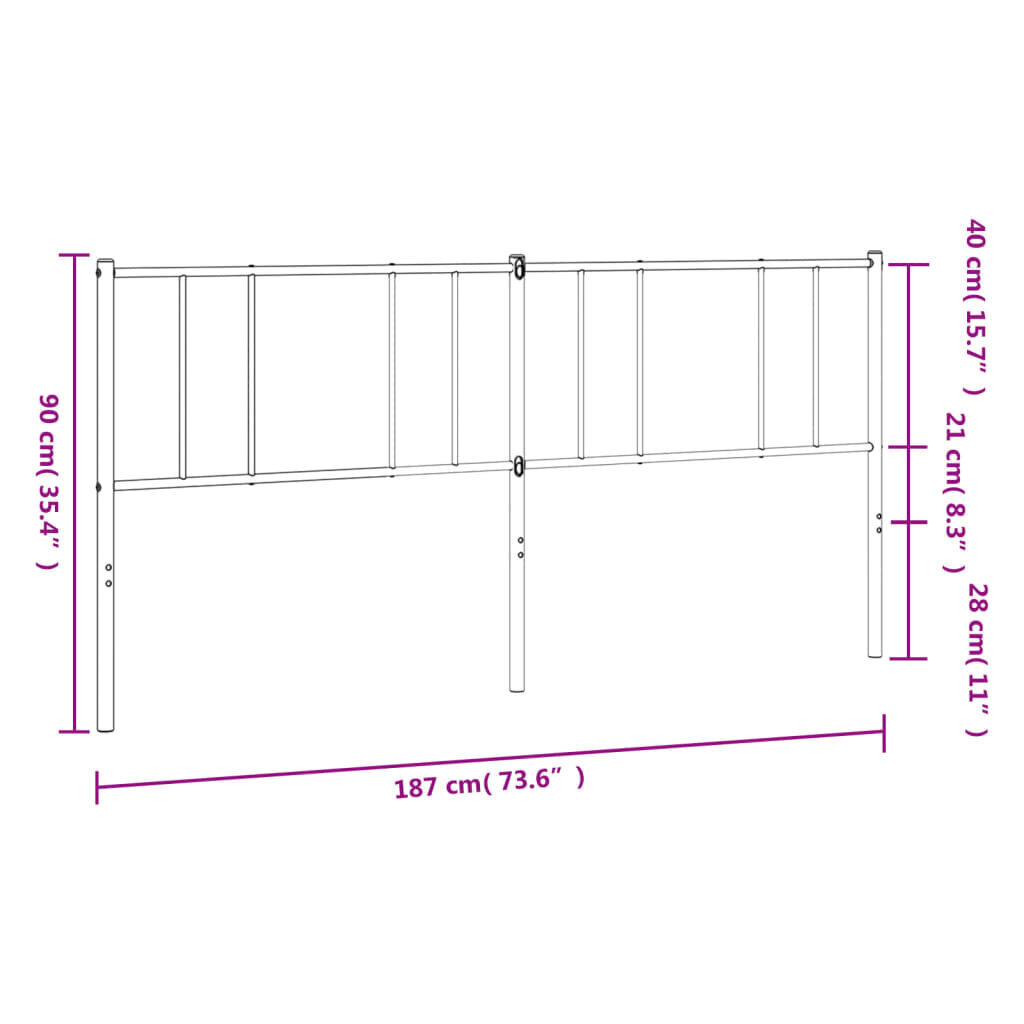 vidaXL Metallinen sängynpääty valkoinen 180 cm hinta ja tiedot | Sängyt | hobbyhall.fi