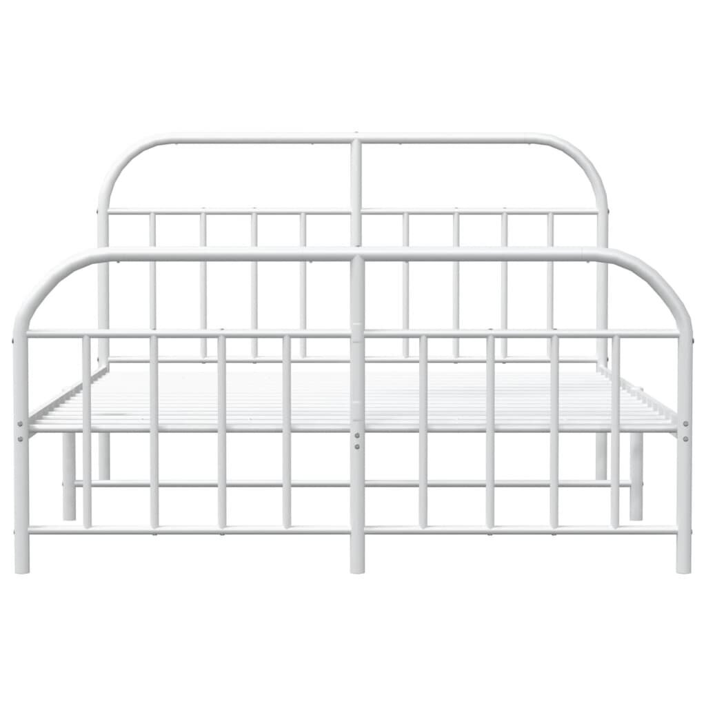 vidaXL Metallinen sängynrunko päädyillä valkoinen 135x190 cm hinta ja tiedot | Sängyt | hobbyhall.fi