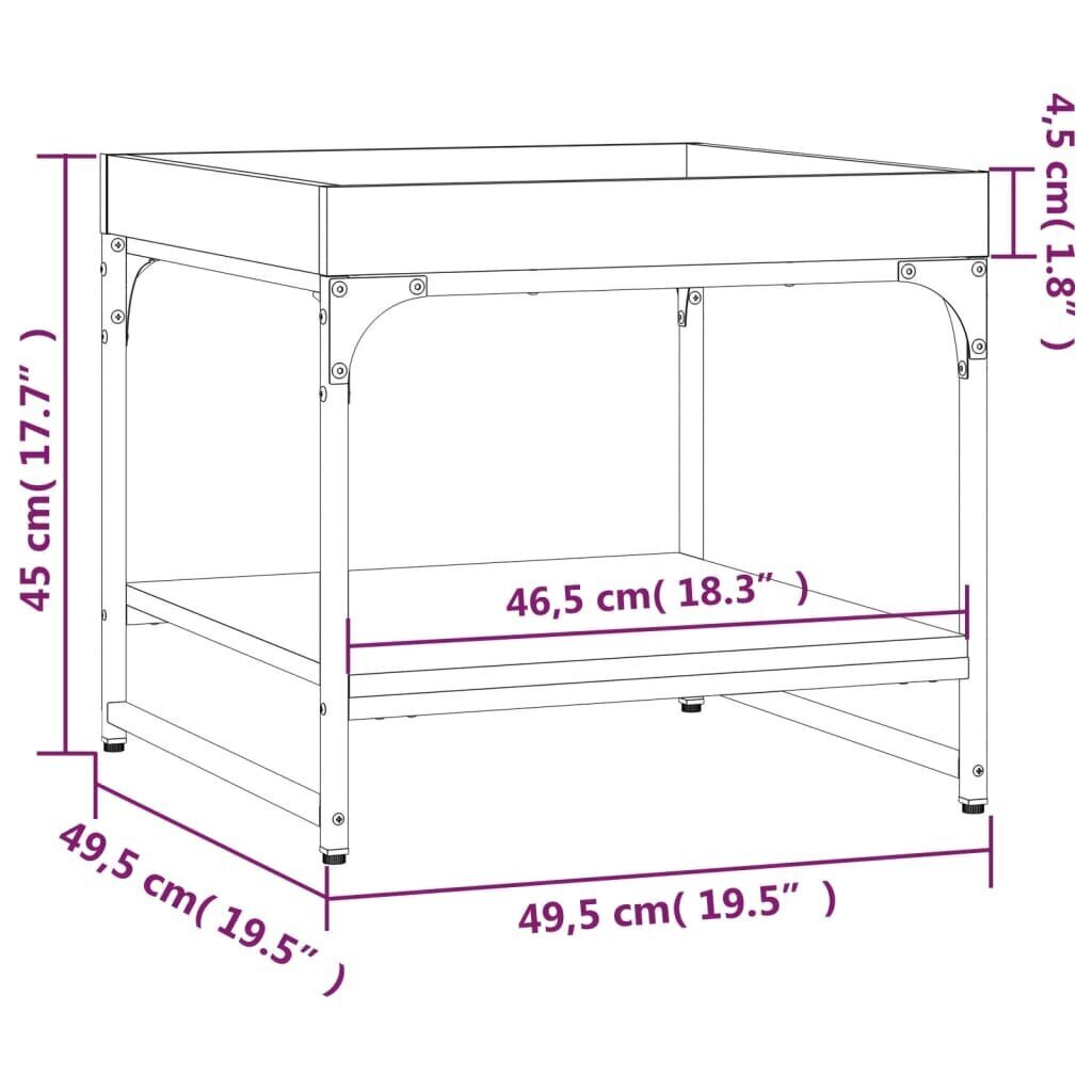 vidaXL Sohvapöytä ruskea tammi 49,5x49,5x45 cm tekninen puu hinta ja tiedot | Sohvapöydät | hobbyhall.fi