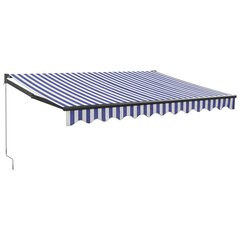 vidaXL Sisäänkelattava markiisi sinivalk. 3,5x2,5 m kangas/alumiini hinta ja tiedot | Aurinkovarjot ja markiisit | hobbyhall.fi