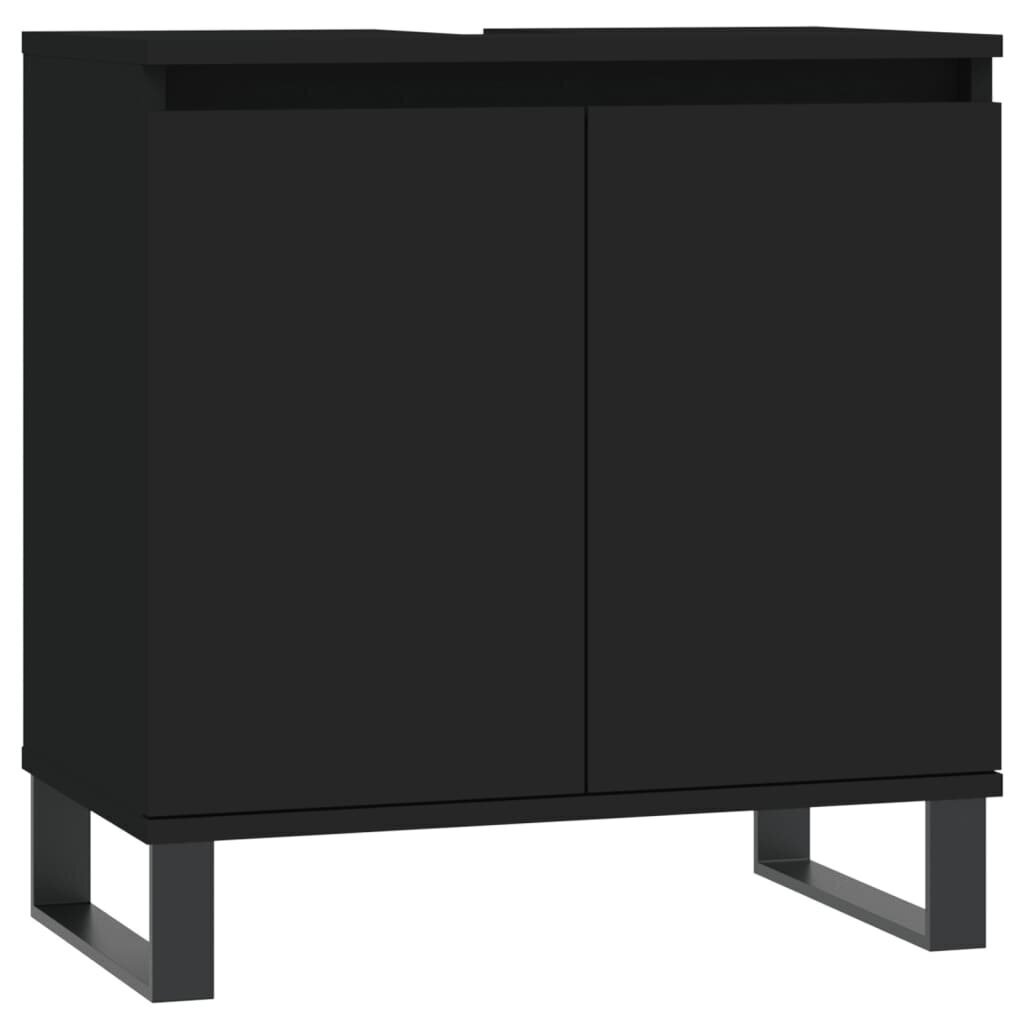 vidaXL Kylpyhuoneen kaappi musta 58x33x60 cm tekninen puu hinta ja tiedot | Kylpyhuonekaapit | hobbyhall.fi