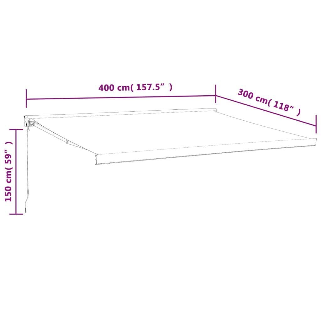 vidaXL Sisäänkelattava markiisi oranssiruskea 4x3 m kangas/alumiini hinta ja tiedot | Aurinkovarjot ja markiisit | hobbyhall.fi