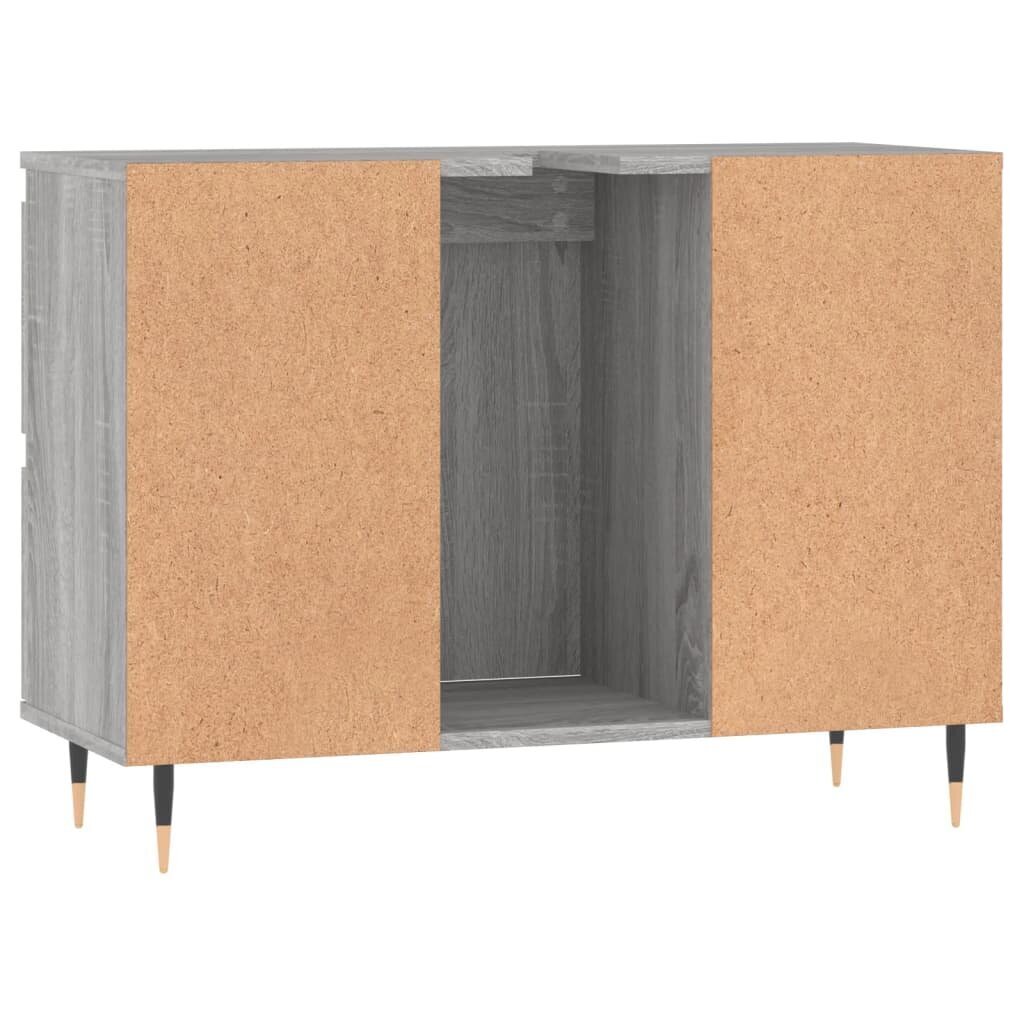 vidaXL Kylpyhuoneen kaappi harmaa Sonoma 80x33x60 cm tekninen puu hinta ja tiedot | Kylpyhuonekaapit | hobbyhall.fi