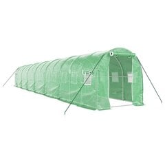 vidaXL Kasvihuone teräsrungolla vihreä 28 m² 14x2x2 m hinta ja tiedot | Kasvihuoneet | hobbyhall.fi