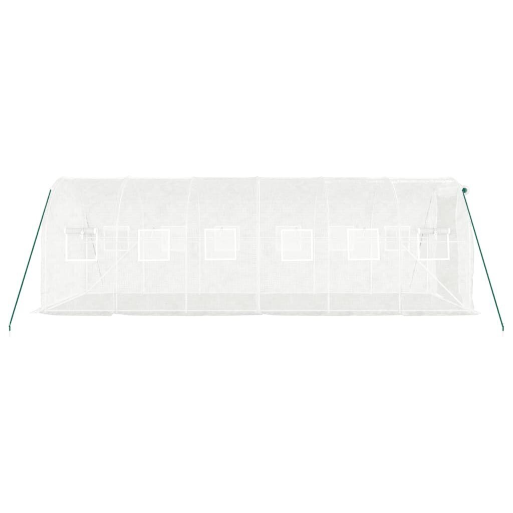 vidaXL Kasvihuone teräsrungolla valkoinen 12 m² 6x2x2 m hinta ja tiedot | Kasvihuoneet | hobbyhall.fi