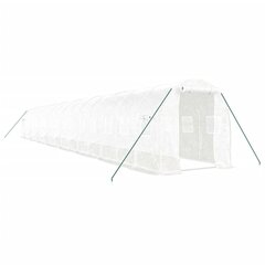 vidaXL Kasvihuone teräsrungolla valkoinen 32 m² 16x2x2 m hinta ja tiedot | Kasvihuoneet | hobbyhall.fi