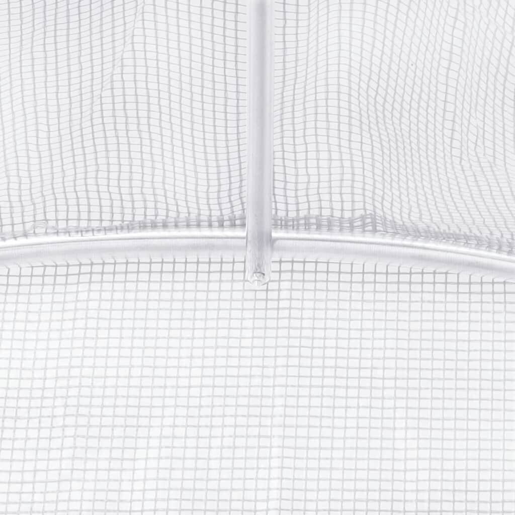 vidaXL Kasvihuone teräsrungolla valkoinen 32 m² 16x2x2 m hinta ja tiedot | Kasvihuoneet | hobbyhall.fi