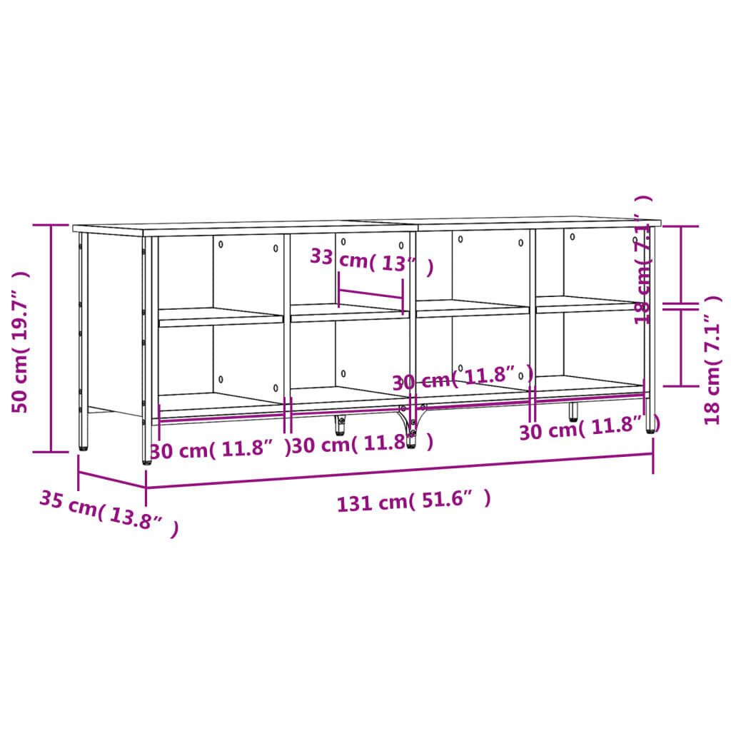 vidaXL Kenkäkaappi harmaa Sonoma 131x35x50 cm tekninen puu hinta ja tiedot | Kenkäkaapit ja -hyllyt | hobbyhall.fi