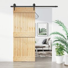 vidaXL Liukuovi asennustarvikkeineen 85x210 cm täysi mänty hinta ja tiedot | Sisäovet | hobbyhall.fi