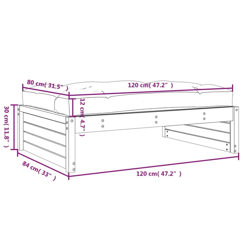 vidaXL Ulkorahi 120x80 cm täysi mänty hinta ja tiedot | Puutarhatuolit | hobbyhall.fi