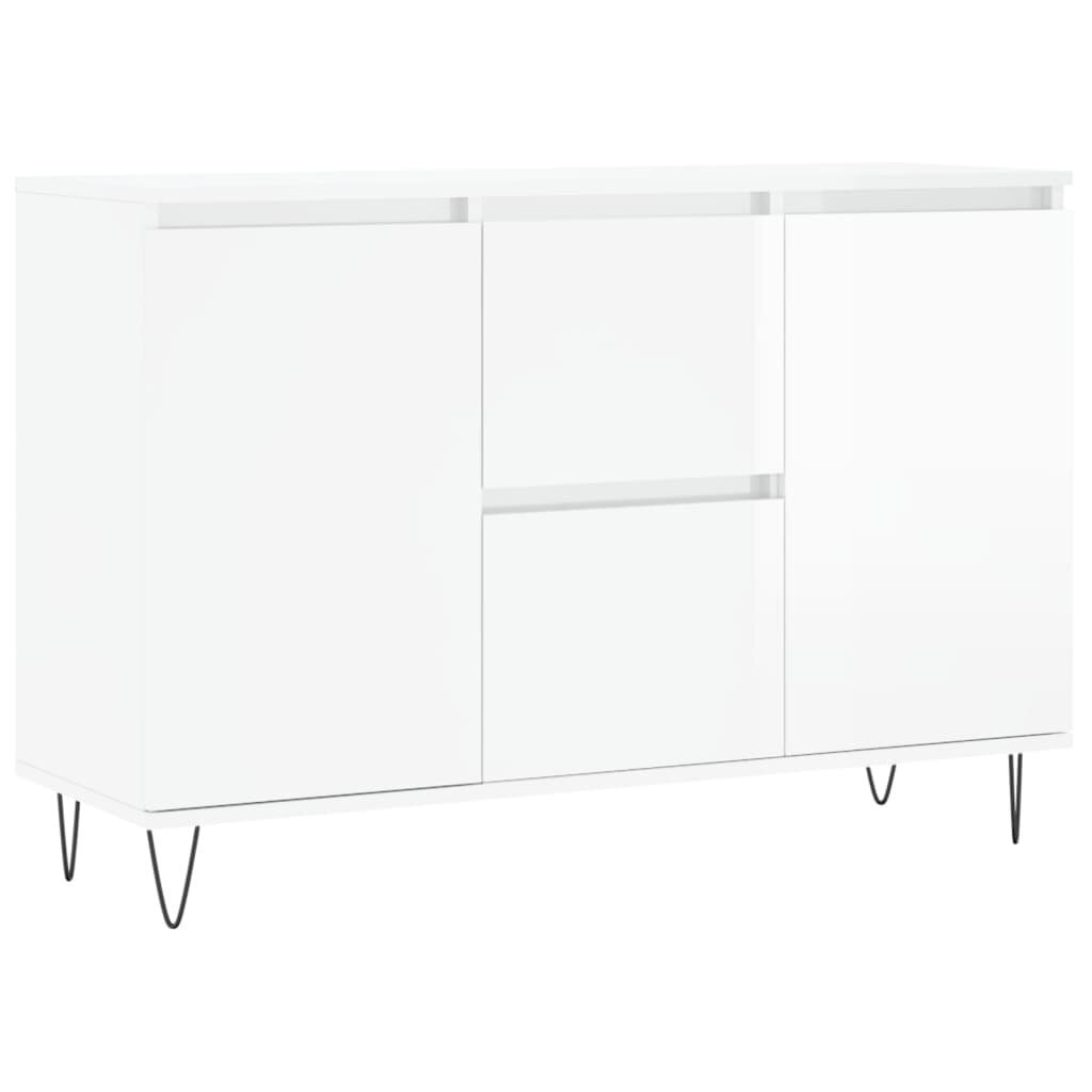 vidaXL Senkki korkeakiilto valkoinen 104x35x70 cm tekninen puu hinta ja tiedot | Olohuoneen kaapit ja lipastot | hobbyhall.fi