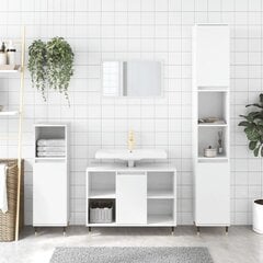 vidaXL 3-osainen Kylpyhuonekalustesarja korkeak valkoinen tekninen puu hinta ja tiedot | Kylpyhuonekalusteet | hobbyhall.fi
