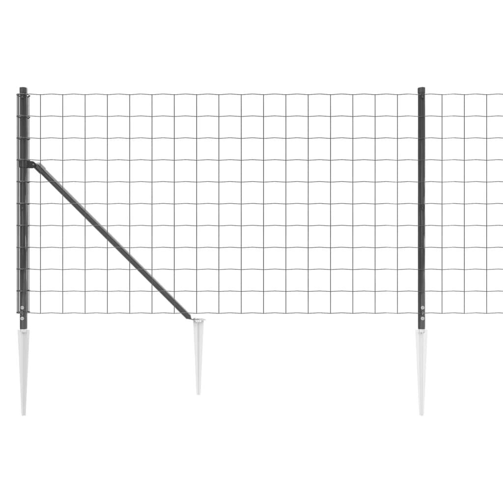 vidaXL Verkkoaita maapiikeillä antrasiitti 0,8x10 m hinta ja tiedot | Aidat ja tarvikkeet | hobbyhall.fi