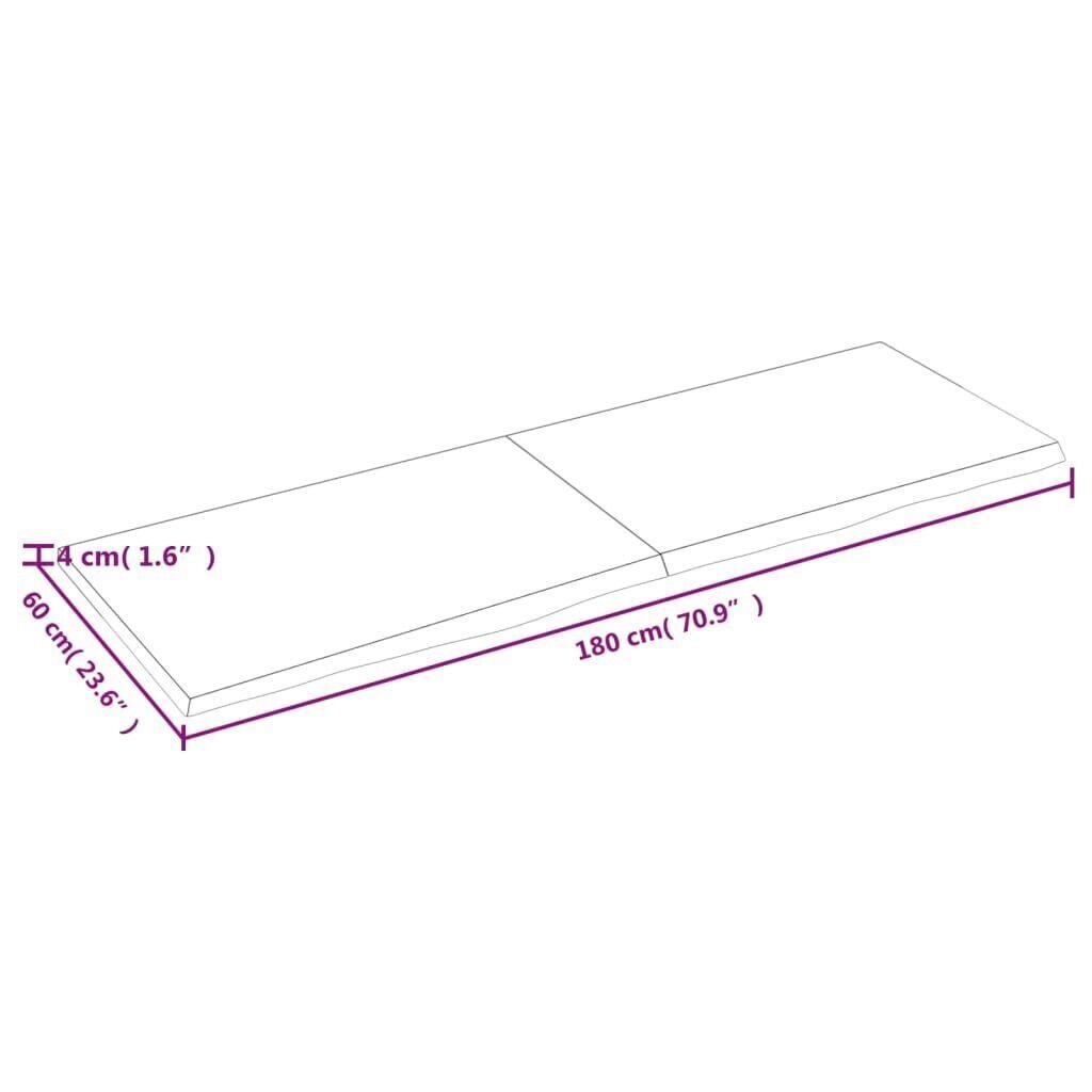 vidaXL Seinähylly vaaleanruskea 180x60x(2-4) cm käsitelty täystammi hinta ja tiedot | Hyllyt | hobbyhall.fi