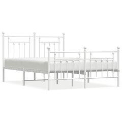 vidaXL Metallinen sängynrunko päädyillä valkoinen 140x190 cm hinta ja tiedot | Sängyt | hobbyhall.fi