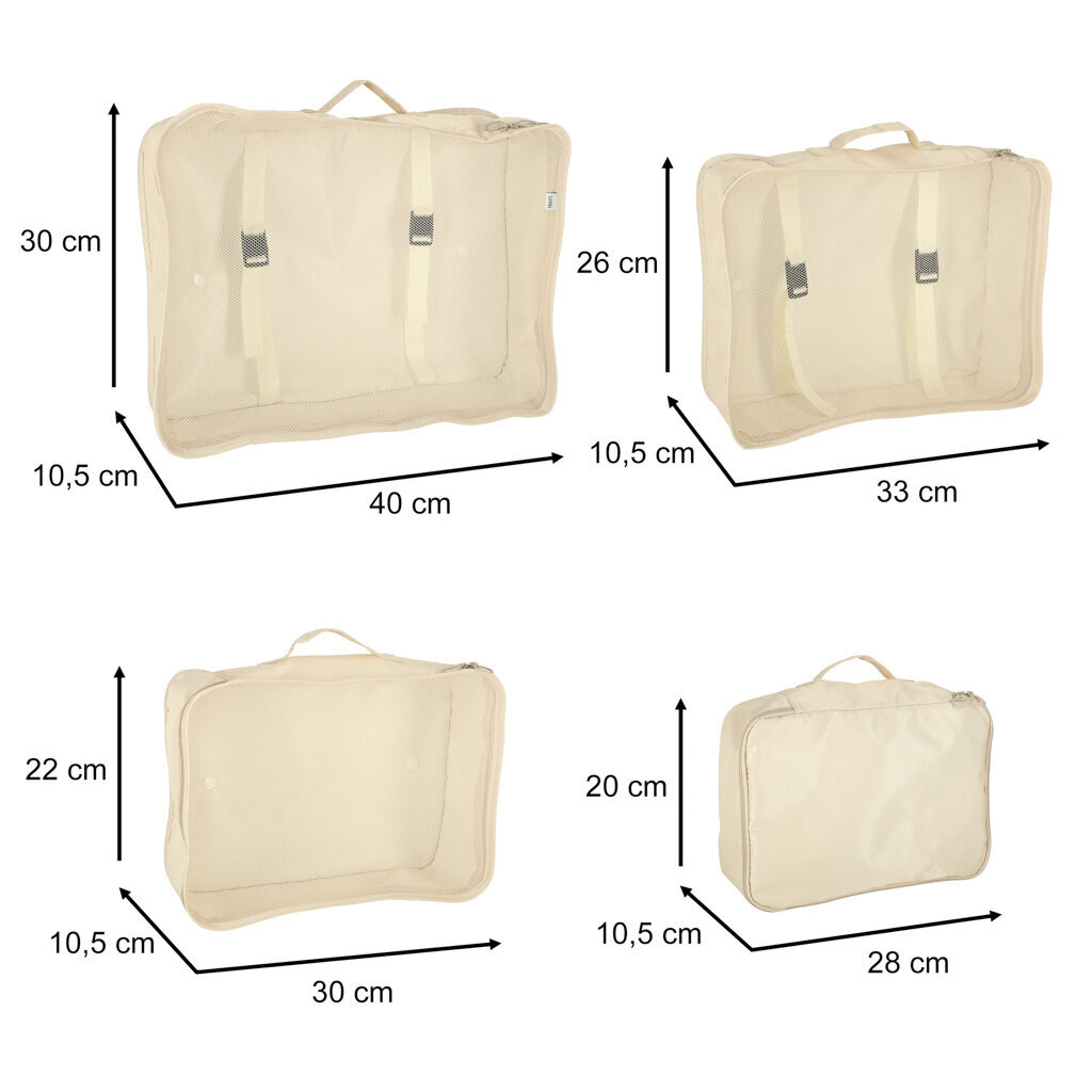 Pakkauskuutiot Travel Set, 8 kpl, beige hinta ja tiedot | Matkalaukut ja -kassit | hobbyhall.fi