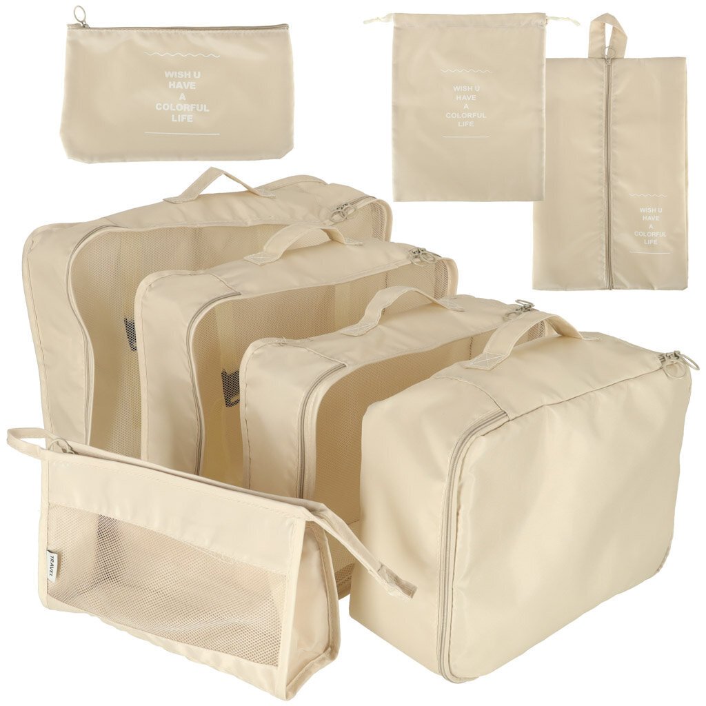 Pakkauskuutiot Travel Set, 8 kpl, beige hinta ja tiedot | Matkalaukut ja -kassit | hobbyhall.fi