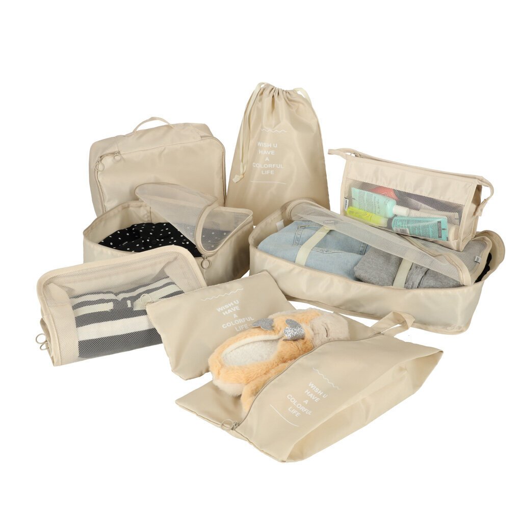 Pakkauskuutiot Travel Set, 8 kpl, beige hinta ja tiedot | Matkalaukut ja -kassit | hobbyhall.fi