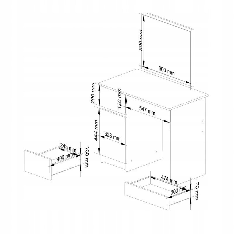 Fluxarin Meikkipöytä FST022 hinta ja tiedot | Peilipöydät | hobbyhall.fi