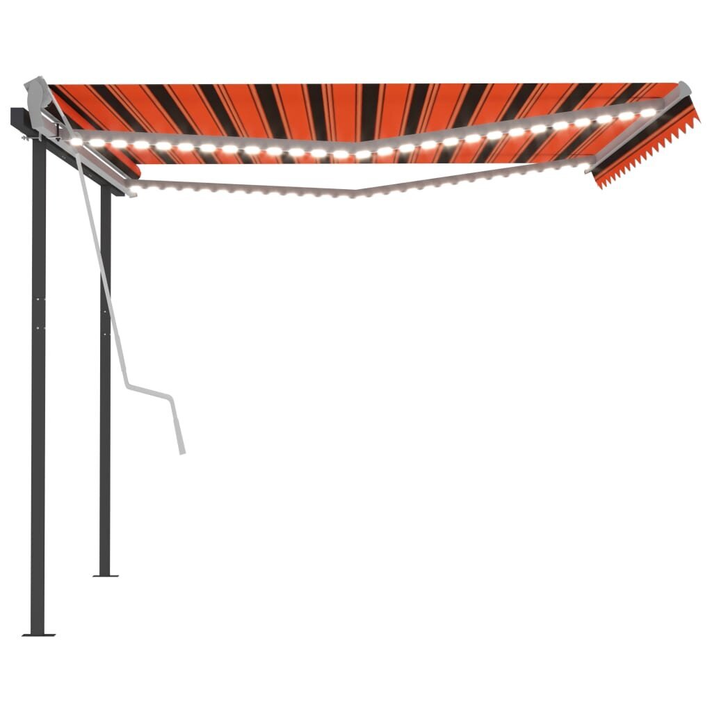 vidaXL Sisäänkelattava markiisi LED/tuulisensori 4x3 m oranssiruskea hinta ja tiedot | Aurinkovarjot ja markiisit | hobbyhall.fi
