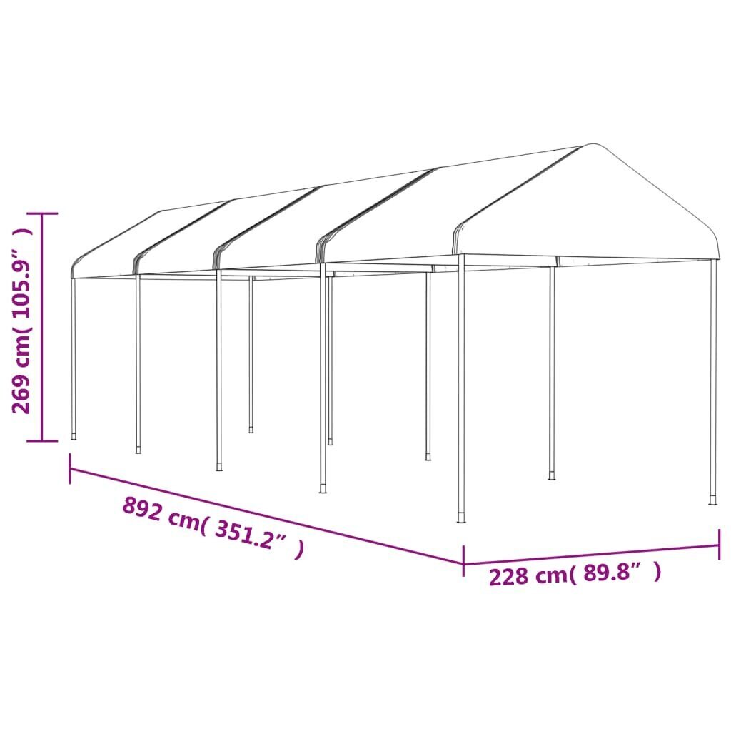 vidaXL Huvimaja katolla valkoinen 8,92x2,28x2,69 m polyeteeni hinta ja tiedot | Puutarhapaviljongit | hobbyhall.fi