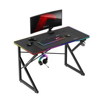 Hero 1.7 RGB - pelipöytä Musta hinta ja tiedot | Tietokonepöydät ja työpöydät | hobbyhall.fi