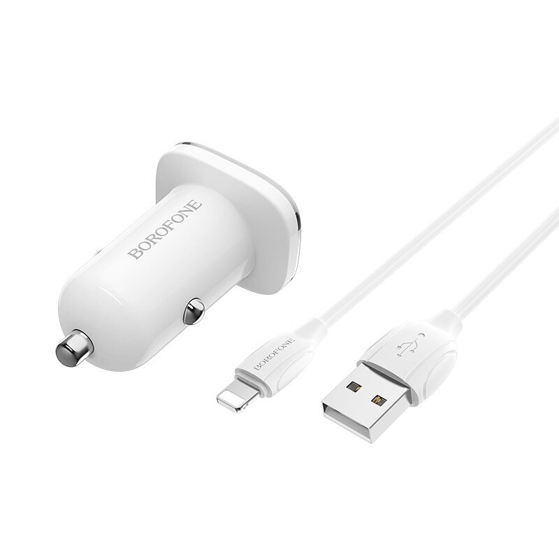 Auton laturiBorofone BZ12 USB + Lightning (2.4A) valkoinen hinta ja tiedot | Puhelimen laturit | hobbyhall.fi