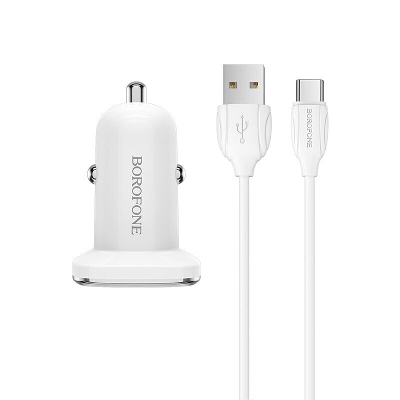 Auton laturiBorofone BZ12 USB + Type-C (2.4A) valkoinen hinta ja tiedot | Puhelimen laturit | hobbyhall.fi