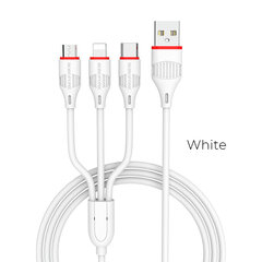 Kaapeli USB Borofone BX17 3in1 microUSB-Lightning-Type-C valkoinen hinta ja tiedot | Borofone Matkapuhelimet ja tarvikkeet | hobbyhall.fi