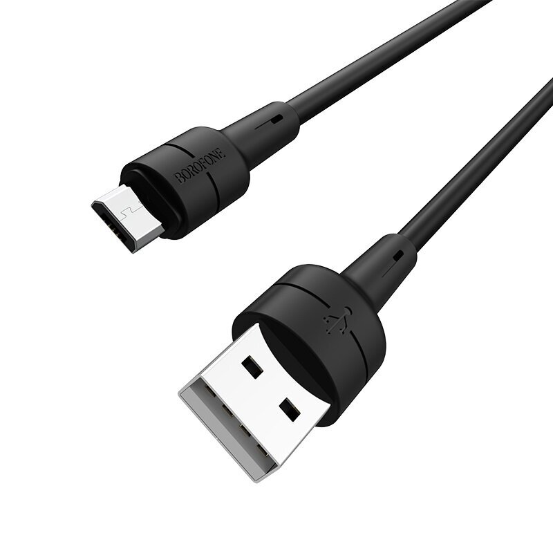 Kaapeli USB Borofone BX30 microUSB 1.0 m silicone musta hinta ja tiedot | Puhelinkaapelit | hobbyhall.fi