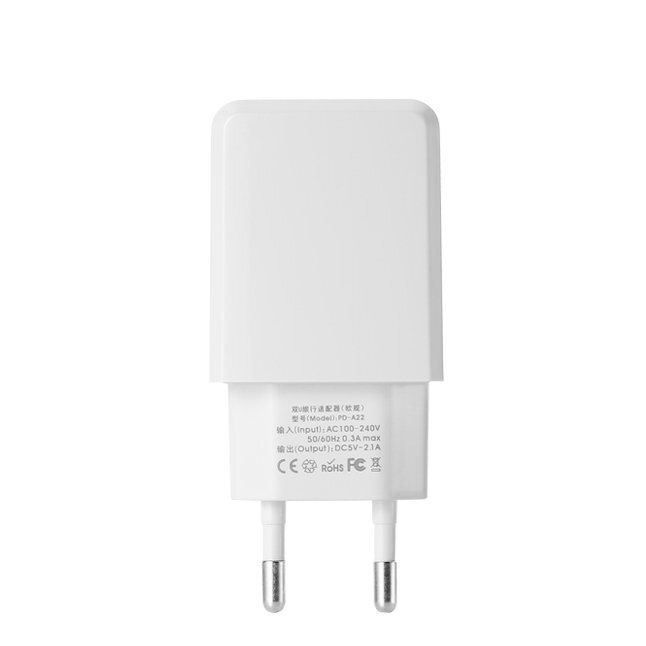 Charger Proda PD-A22 with 2 USB connector + Lightning 2.1A white hinta ja tiedot | Puhelimen laturit | hobbyhall.fi