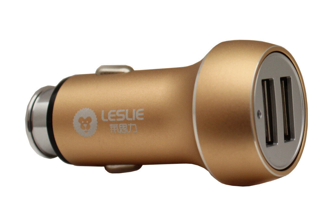 Car charger Leslie C20 Metal with 2 USB 3.4A gold hinta ja tiedot | Puhelimen laturit | hobbyhall.fi