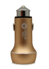 Car charger Leslie C20 Metal with 2 USB 3.4A gold hinta ja tiedot | Puhelimen laturit | hobbyhall.fi